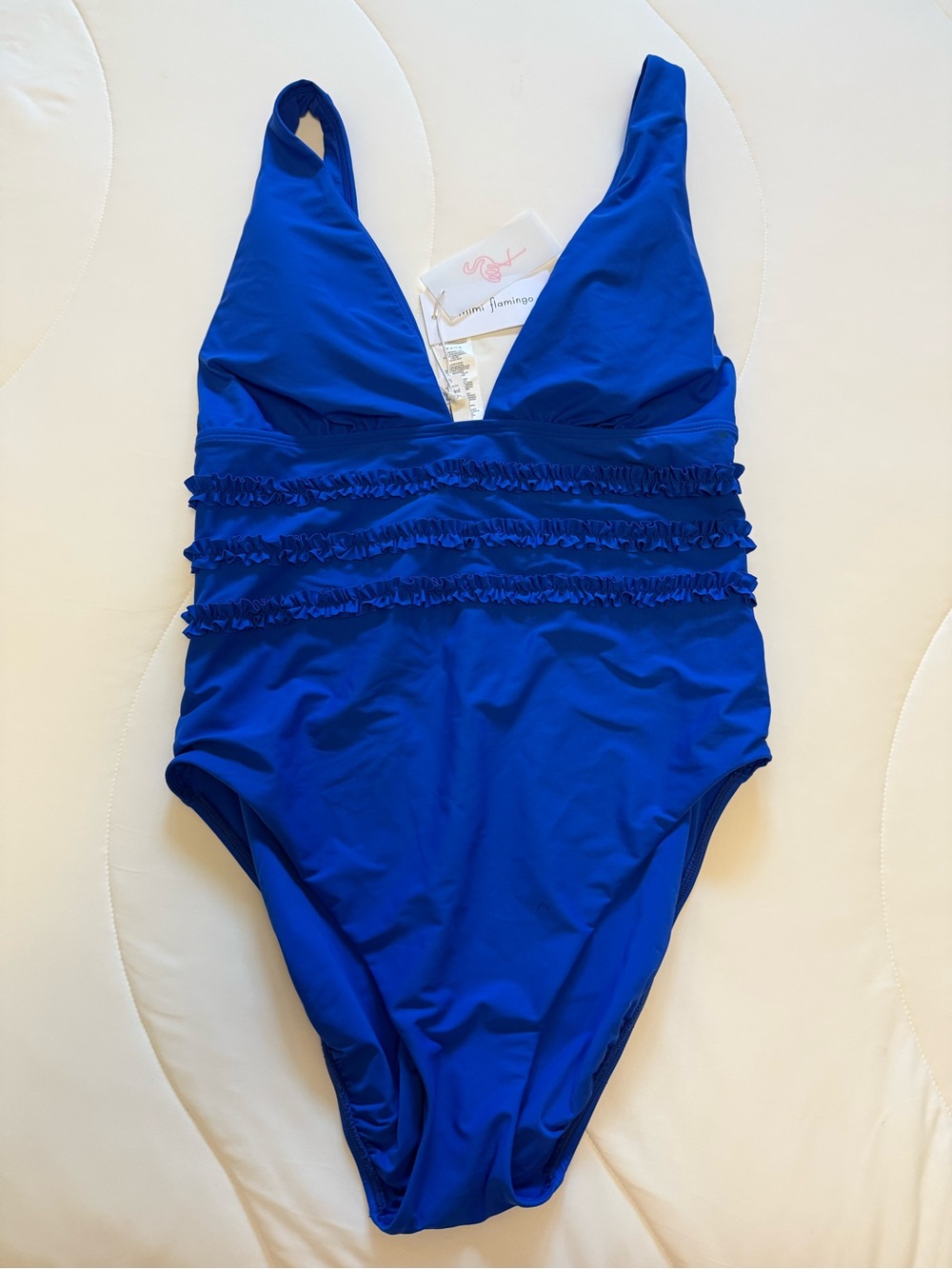 Royal Blue Ruffle One-Piece Swimsuit - Classic V-Neck